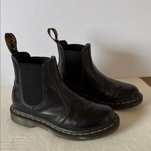 Dr. Martens Black Leather Chelsea Boots with Yellow Stitching